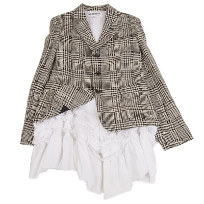 COMME des GARCONS ギャザーレイヤードグレンチェックジャケット