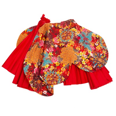 COMME des GARCONS フラワービーズプリント切替アコーディオンプリーツスカート