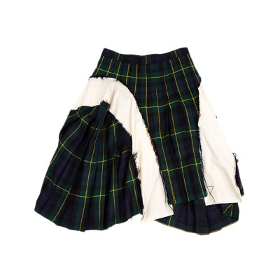 COMME des GARCONS シーチングカーブ切替タータンチェックプリーツスカート