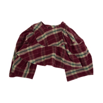 COMME des GARCONS 起毛ウールチェックスカートドッキングパンツ