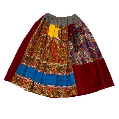 COMME des GARCONS ペイズリーベロア切替プリーツスカート