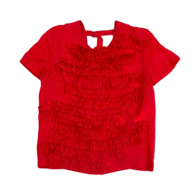 COMME des GARCONS キュプラフロントフリル装飾バックベルトトップス
