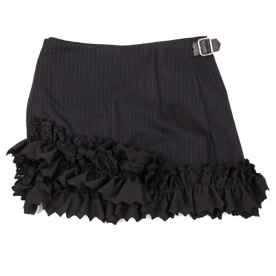 COMME des GARCONS 裾レースフリルストライプショート巻きスカート
