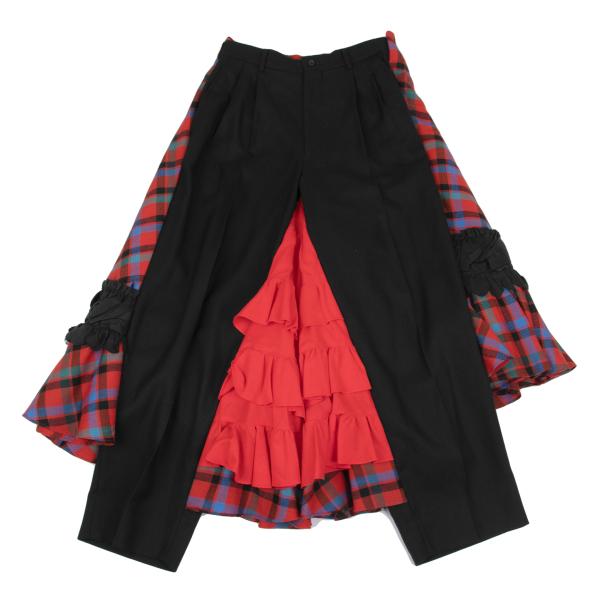 COMME des GARCONS バックチェックフリルドッキングパンツ