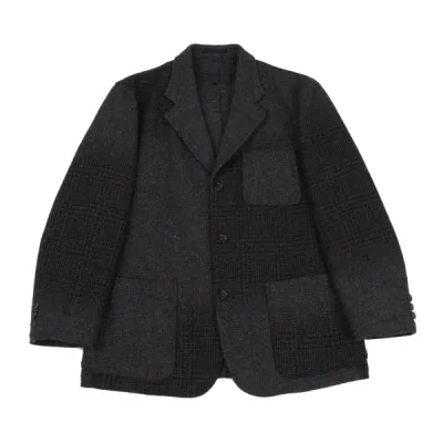 COMME des GARCONS HOMME ポリウールチェック織り切替ジャケット
