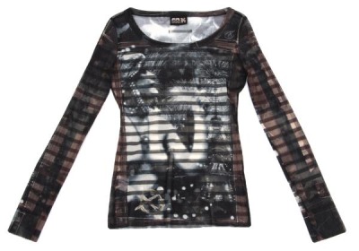 Jean Paul GAULTIER PARIS パリグラフィックボーダープリントパワーネットカットソー