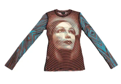 Jean Paul GAULTIER FEMME サイケフェイスプリントパワーネットカットソー