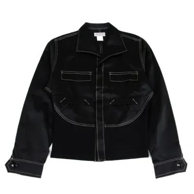 Yohji Yamamoto POUR HOMME 異素材切替光沢フラップポケットジャケット