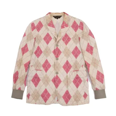 COMME des GARCONS HOMME PLUS コットンアーガイルニット転写プリントジャケット