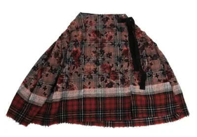 tricot COMME des GARCONS レーヨンフローラルチェックパイルラップスカート