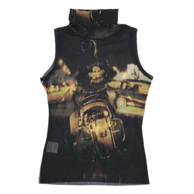 Jean's Paul GAULTIER バイカープリントパワーネットタートルネックノースリーブ