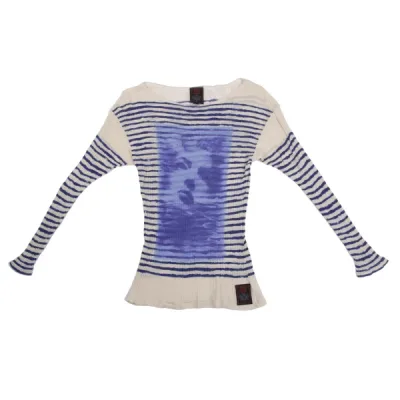 Jean Paul GAULTIER CLASSIQUE フレームフェイスプリントボーダーリブニットソー