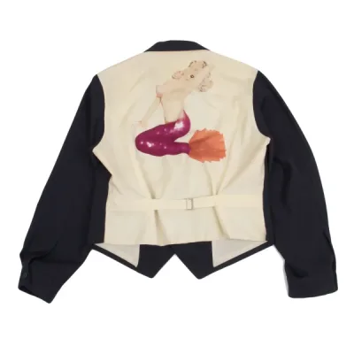 Yohji Yamamoto POUR HOMME 6.1 THE MEN ウールギャバマーメイドプリント切替ジャケット