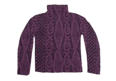 ISSEY MIYAKE me ケーブルニットプリントストレッチプリーツハイネックカットソー