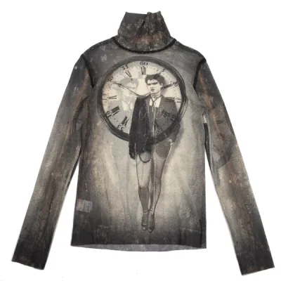 Jean Paul GAULTIER HOMME パンクガールプリントパワーネットハイネックカットソー
