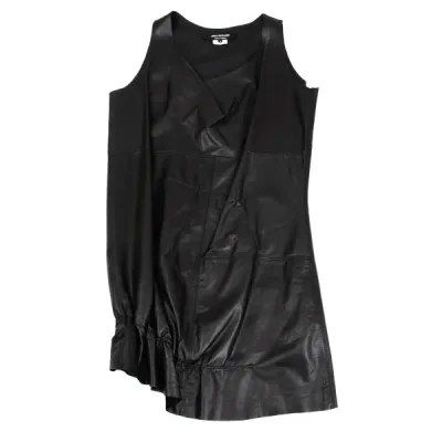 JUNYA WATANABE COMME des GARCONS カウレザーヘムシャーリングノースリーブチュニック