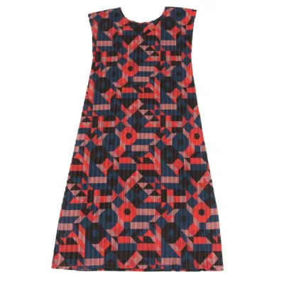 PLEATS PLEASE 幾何学柄ノースリーブワンピース