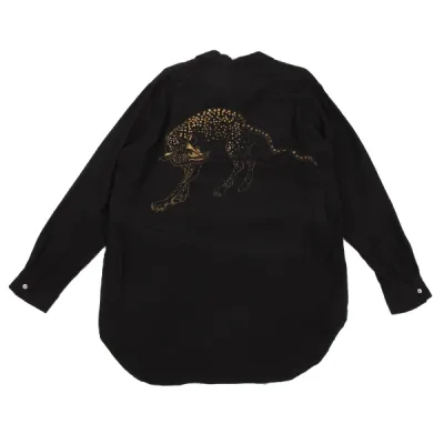 Yohji Yamamoto POUR HOMME 豹バックプリントオープンカラー長袖シャツ