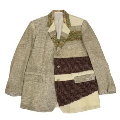 Yohji Yamamoto POUR HOMME ジュート混ツイードパッチワークジャケット