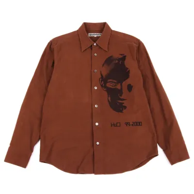 Jean Paul GAULTIER HOMME objet コットンモールスキンフェイスプリント長袖シャツ