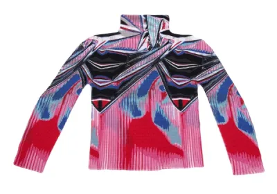 ISSEY MIYAKE me ストレッチプリーツグラフィックプリントカットソー