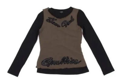 Jean Paul GAULTIER FEMME スパンコールロゴパワーネットレイヤードカットソー