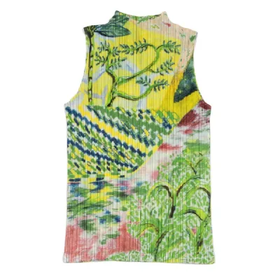 PLEATS PLEASE PROMENADE 風景画イラストプリントタンクトップ