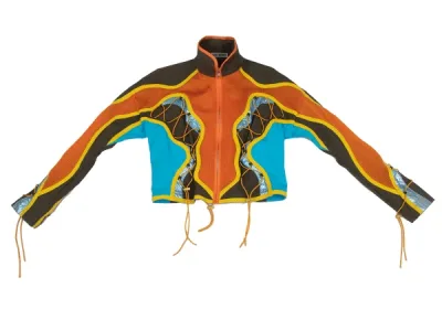 ISSEY MIYAKE レザーテーピング切替バンジーコードセットアップ