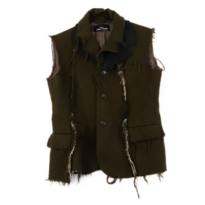 tricot COMME des GARCONS ウール縮絨切替デザイン裁ち切りノースリーブジャケット