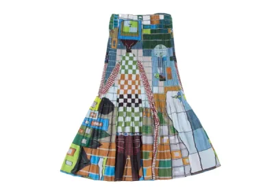 PLEATS PLEASE グラフィックプリントフリルスカート