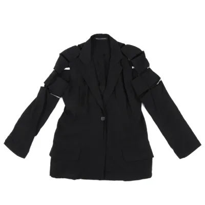 Yohji Yamamoto FEMME レーヨンギャバスクエアパッチデザインジャケット