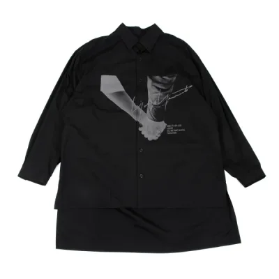 BLACK Scandal Yohji Yamamoto ハンドプリントブロードロングシャツ