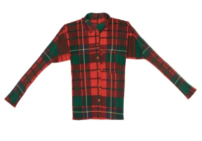 PLEATS PLEASE タータンチェックプリントプリーツセットアップ