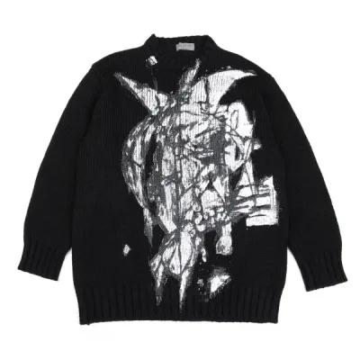 Yohji Yamamoto POUR HOMME マッドネス顔料プリントローゲージニットセーター