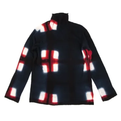 Yohji Yamamoto POUR HOMME ウール製品染めチェックハイネックニット