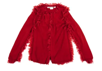 COMME des GARCONS シャギートリムボタンレスニットカーディガン