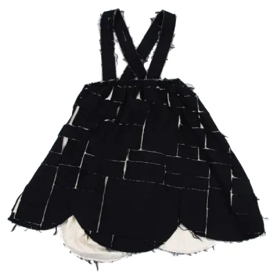 COMME des GARCONS ウール裁ち切りブロックパッチ吊りスカート
