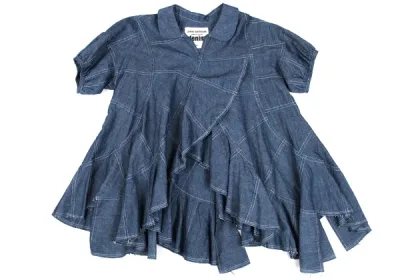 JUNYA WATANABE COMME des GARCONS denim コットンリネン切替スキッパーデニムブラウス