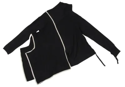 Yohji Yamamoto FEMME ウールナイロンパイピングハイネックニットセーター