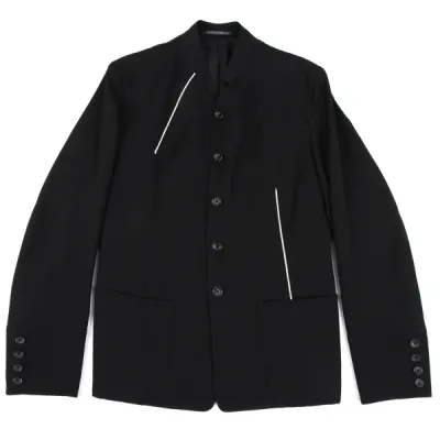 Yohji Yamamoto POUR HOMME ウールギャバパイピングデザインスタンドカラージャケット