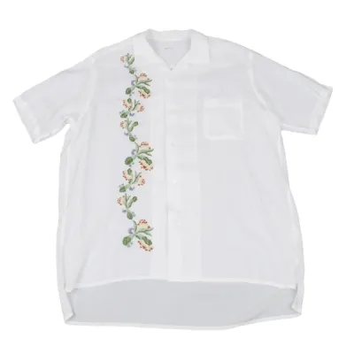 Y's for men レーヨンフラワー刺繍半袖オープンカラーシャツ