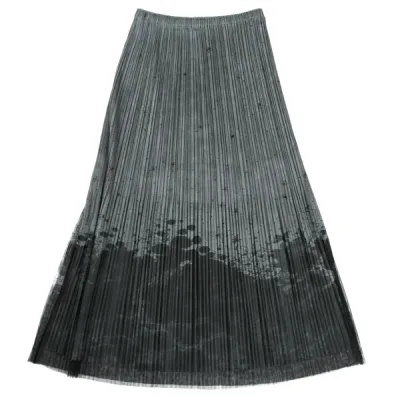 PLEATS PLEASE フローラルプリントメッシュレイヤードスカート