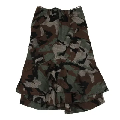 JUNYA WATANABE COMME des GARCONS ウールカモ柄織りフリルレイヤードスカート