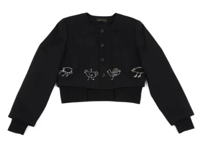 COMME des GARCONS 鳥刺繍ノーカラーレイヤージャケット
