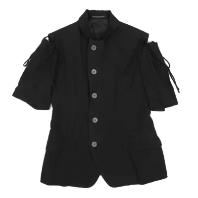 Yohji Yamamoto FEMME リネンオープンショルダー半袖ジャケット