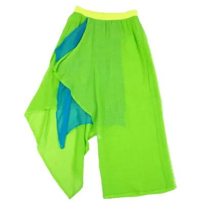 Yohji Yamamoto FEMME シルクドレープ切替デザインウールシアーパンツ