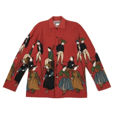 Yohji Yamamoto POUR HOMME 鹿鳴館プリントブラッシュドウールシャツ