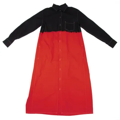 Y's ウールギャババックオープン染めグラデーションシャツワンピース