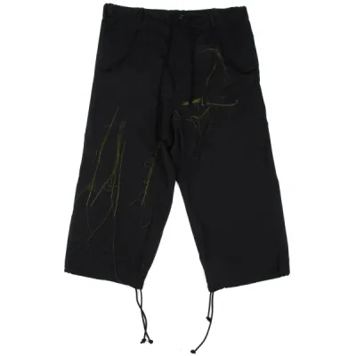 Y's ウールギャバフロント刺繍デザインワイドパンツ